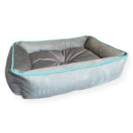 PET-À-PORTER Cama para perro modelo Hampton, Comoda y resistente color gris con azul medidas a elegir