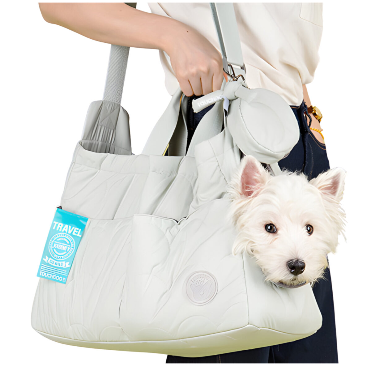 Bolsa transportadora de mascota extra suave color verde - Imagen 2