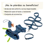 Conjunto Premium de accesorios para paseo, collar, correa, portabolsas y pechera Color Rojo - Imagen 3
