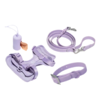 Conjunto Premium de accesorios para paseo, collar, correa, portabolsas y pechera Color Morado